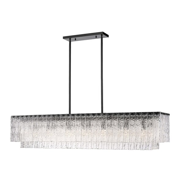 Z-Lite Glacier Linear Chandelier, 7-Light, 11.75 In.W x 53.5 In.L x 11.5 In.H, Matte Black/Clear 1943-53L-MB - main